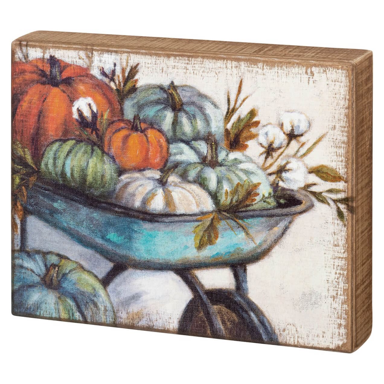 Wheelbarrow Pumpkins Box Sign - Thanksgiving