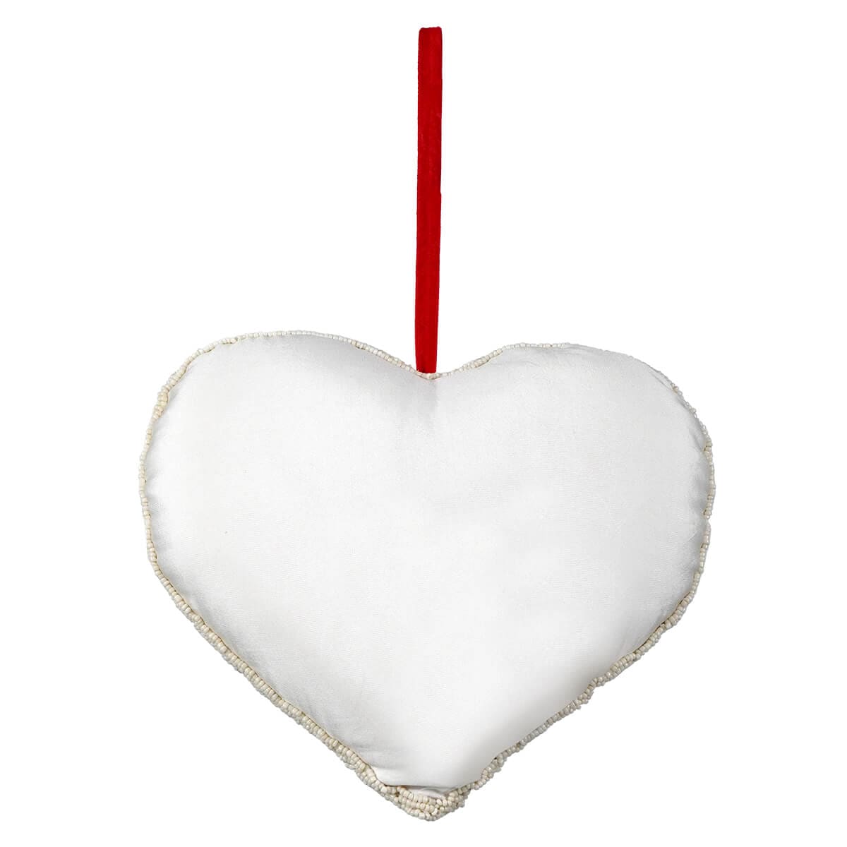 White Beaded ’Love’ Valentine Heart Shaped Pillow - Valentine’s Day