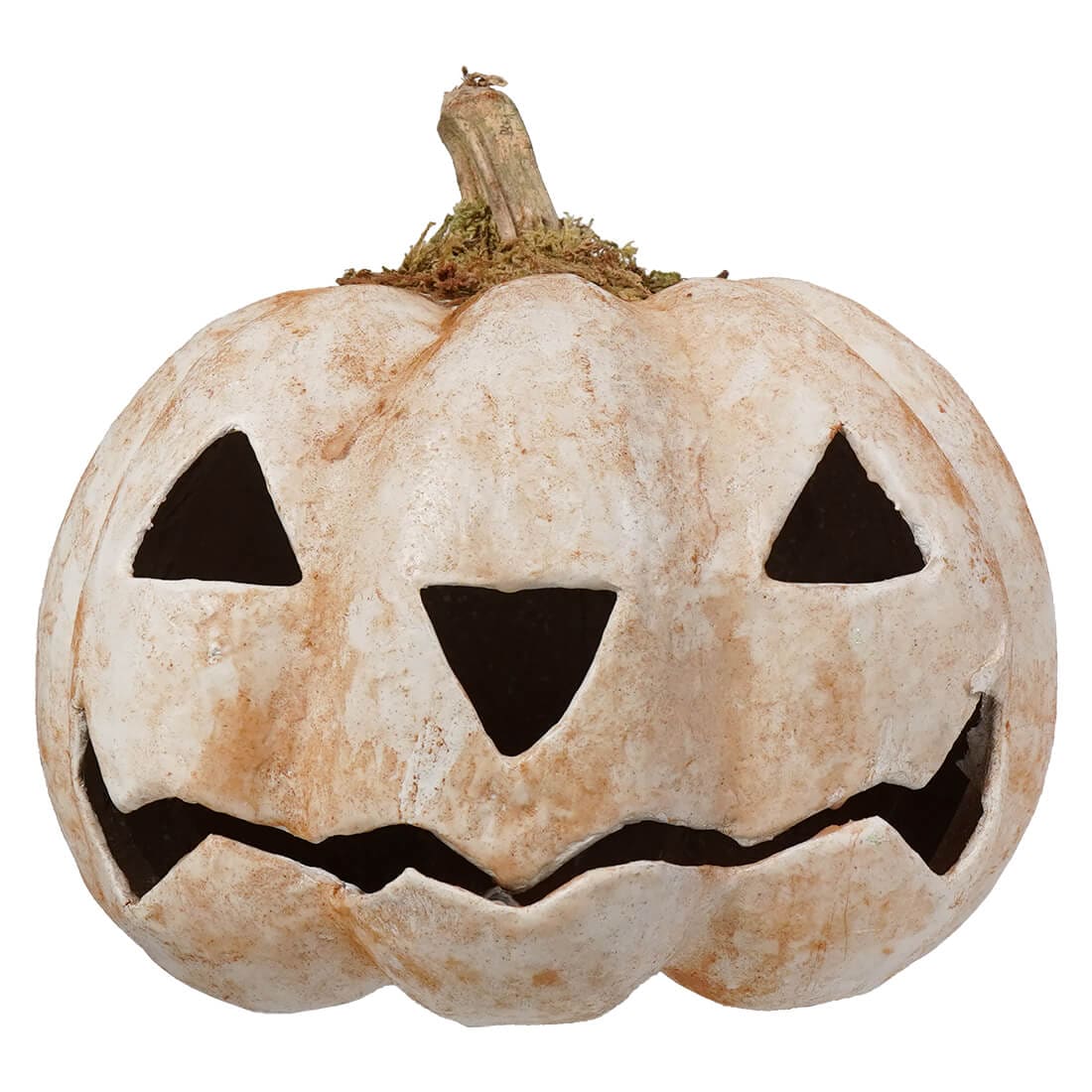 White Carved Pumpkin With Upside Down Nose - Halloween