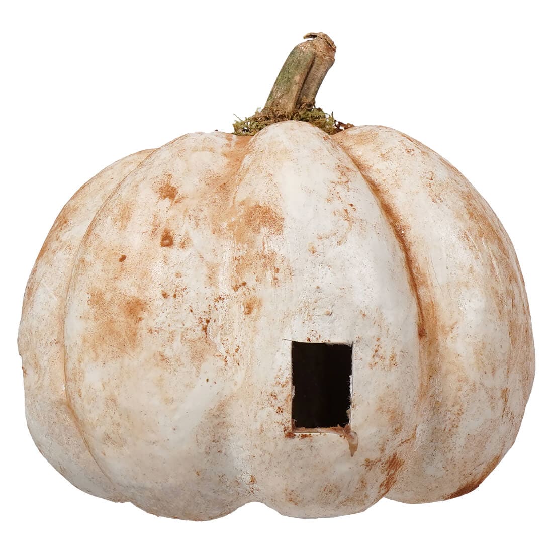 White Carved Pumpkin With Upside Down Nose - Halloween