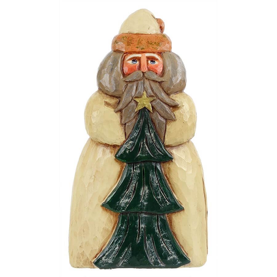 Chubby Santa With Tree - White