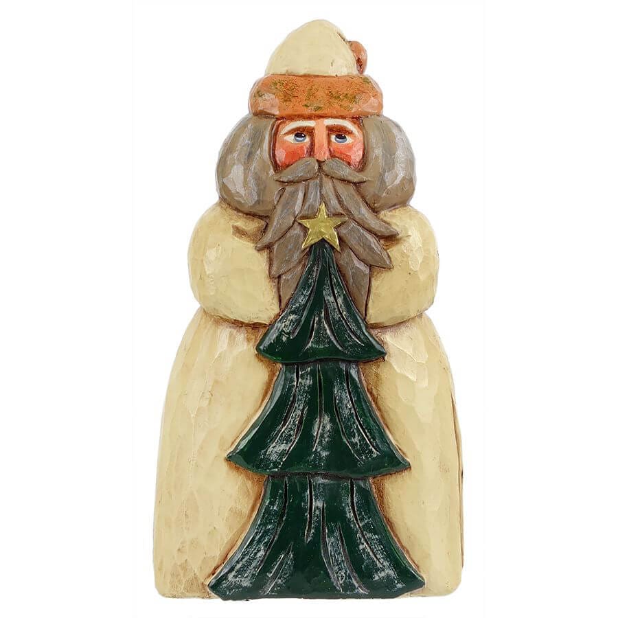 Chubby Santa With Tree - White