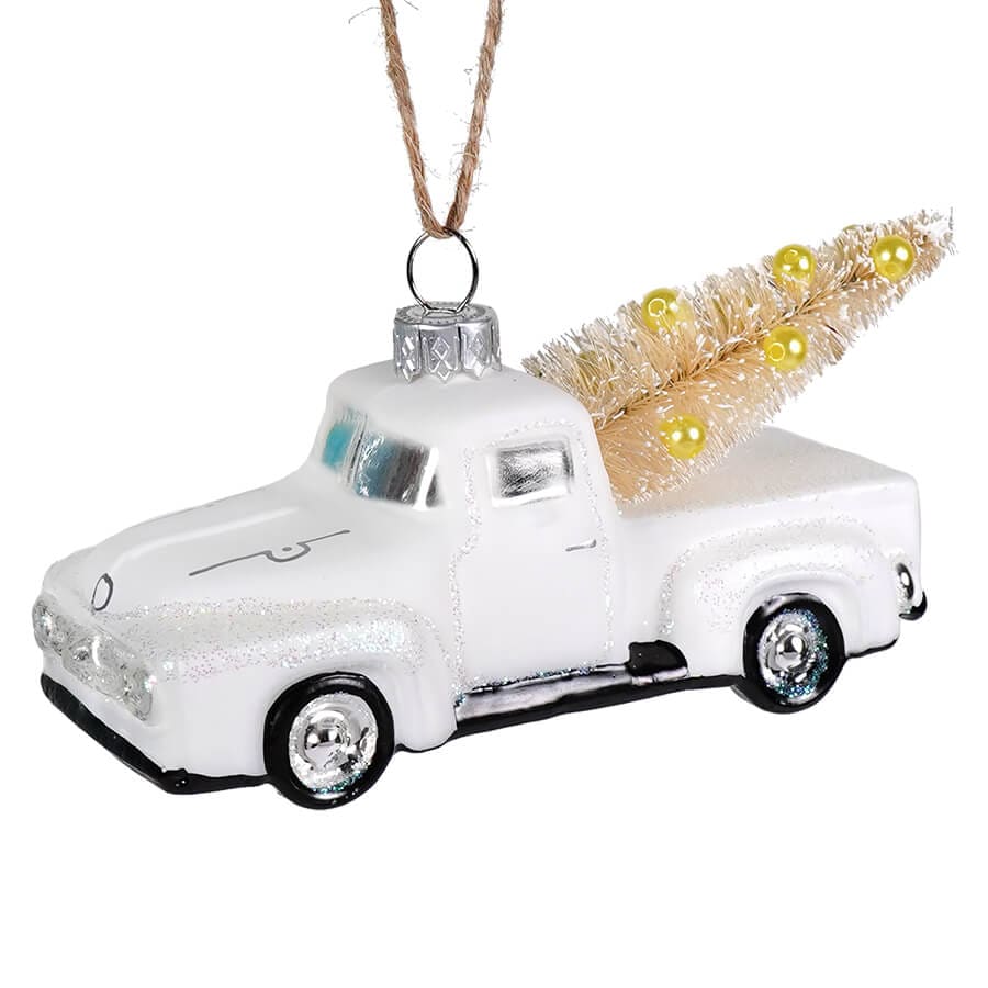 White Countryside Truck Ornament - Ornaments