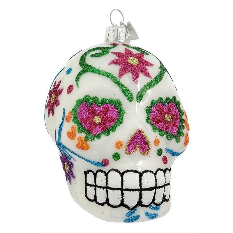 White Day of the Dead Skull Ornament