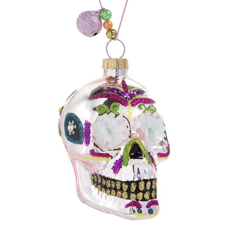 White Dia De Los Muertos Skull Ornament