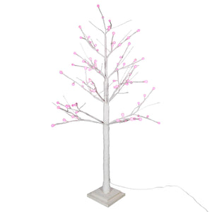 White Display Tree With Pink Globe Lights