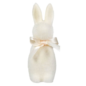 White Flocked Pastel Button Nose Bunny - Easter
