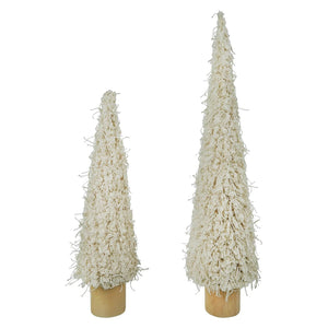 White Fluffy Fabric Trees Set/2