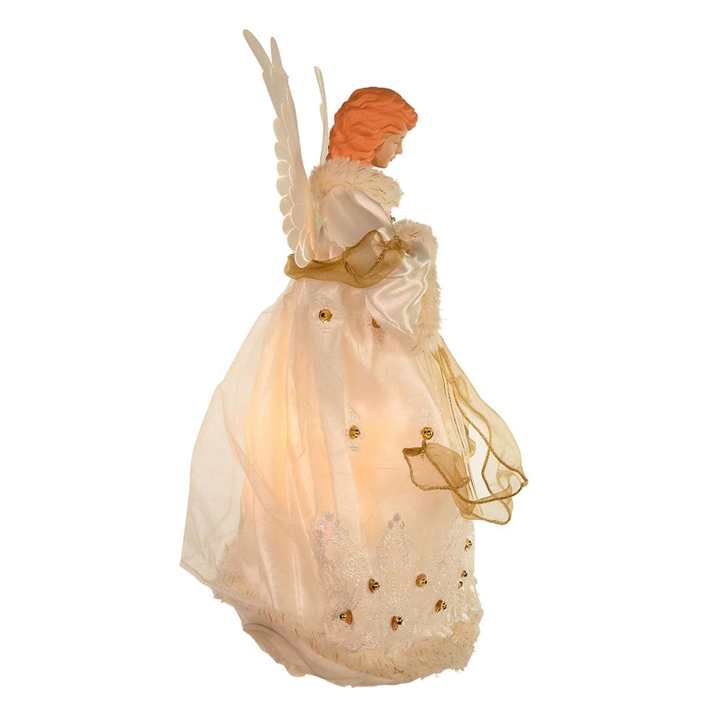 White & Gold Fiber Optic Animated Lighted Angel Tree Topper