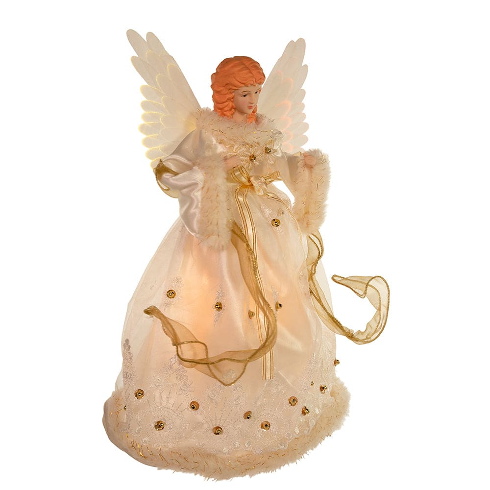 White & Gold Fiber Optic Animated Lighted Angel Tree Topper