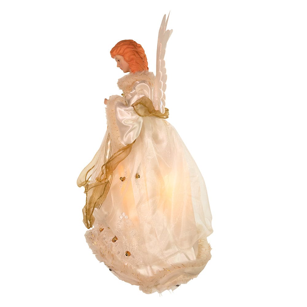 White & Gold Fiber Optic Animated Lighted Angel Tree Topper