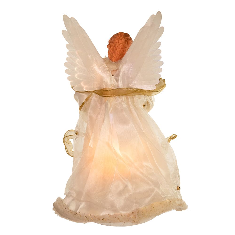 White & Gold Fiber Optic Animated Lighted Angel Tree Topper