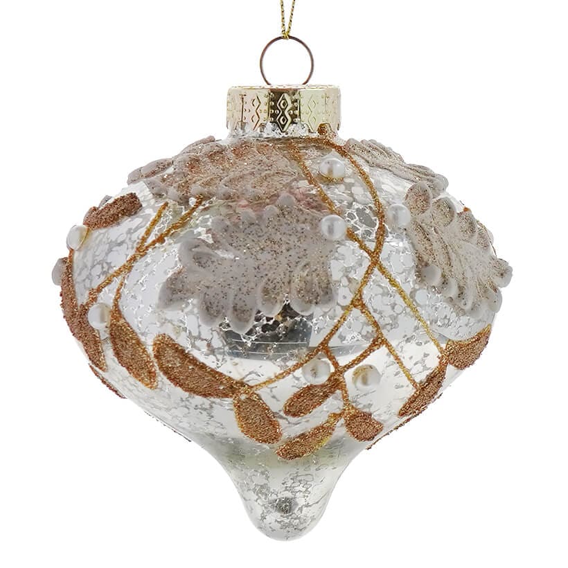 White & Gold Leaf Onion Ornament