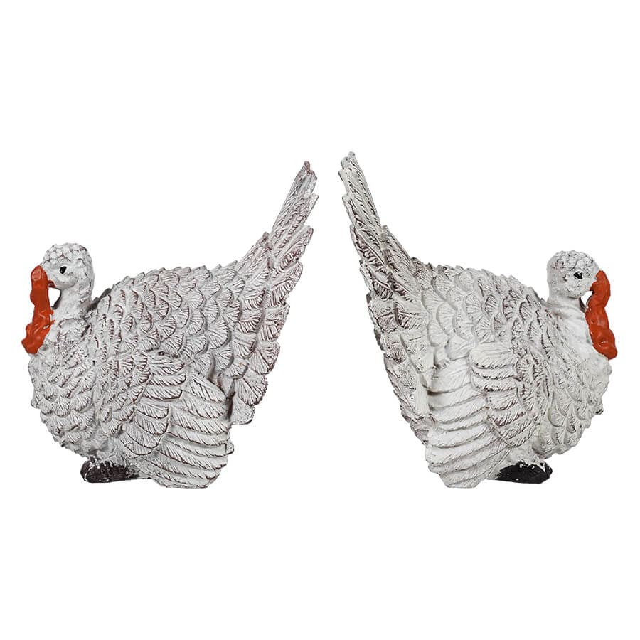 White Harvest Turkeys Set/2 - Thanksgiving