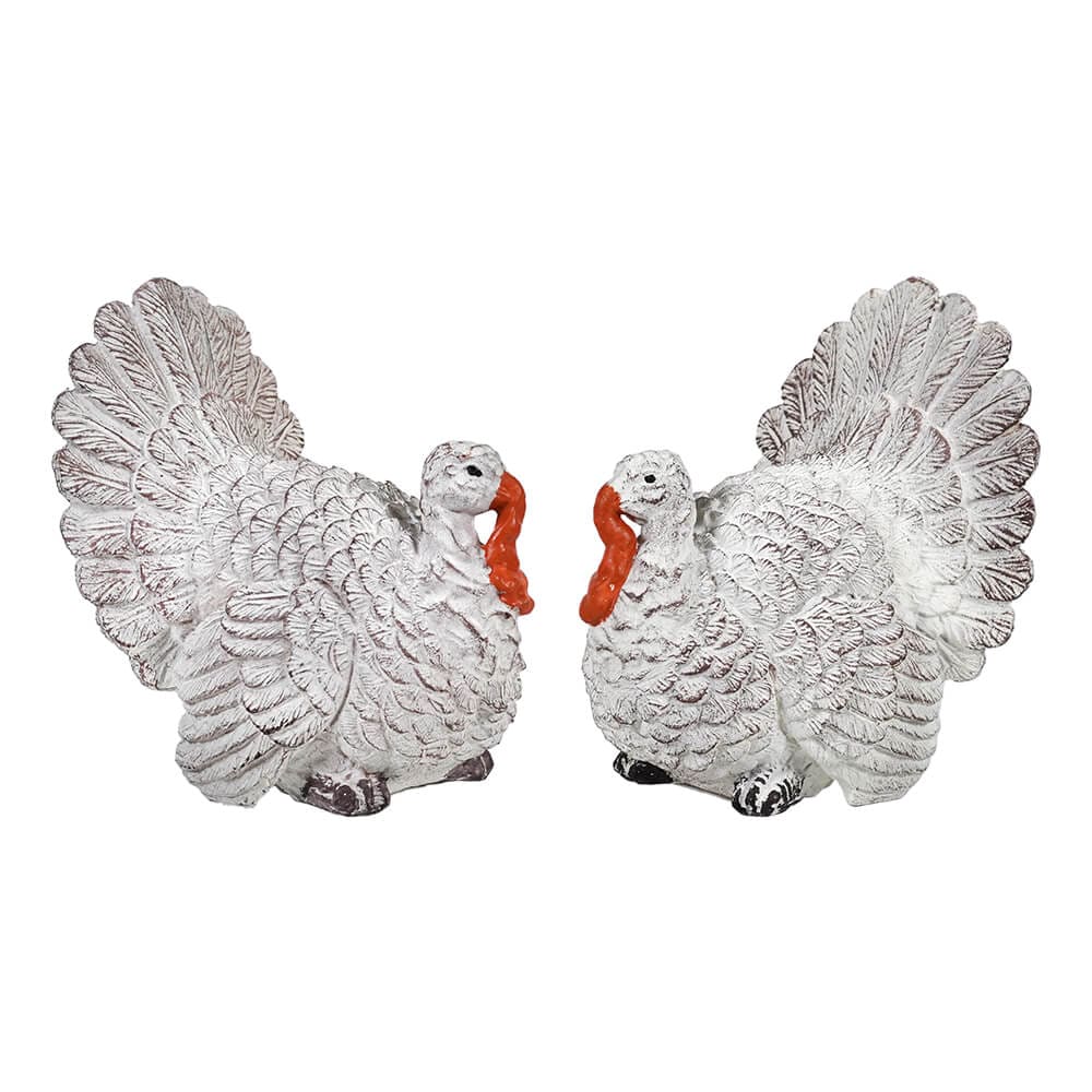 White Harvest Turkeys Set/2 - Thanksgiving