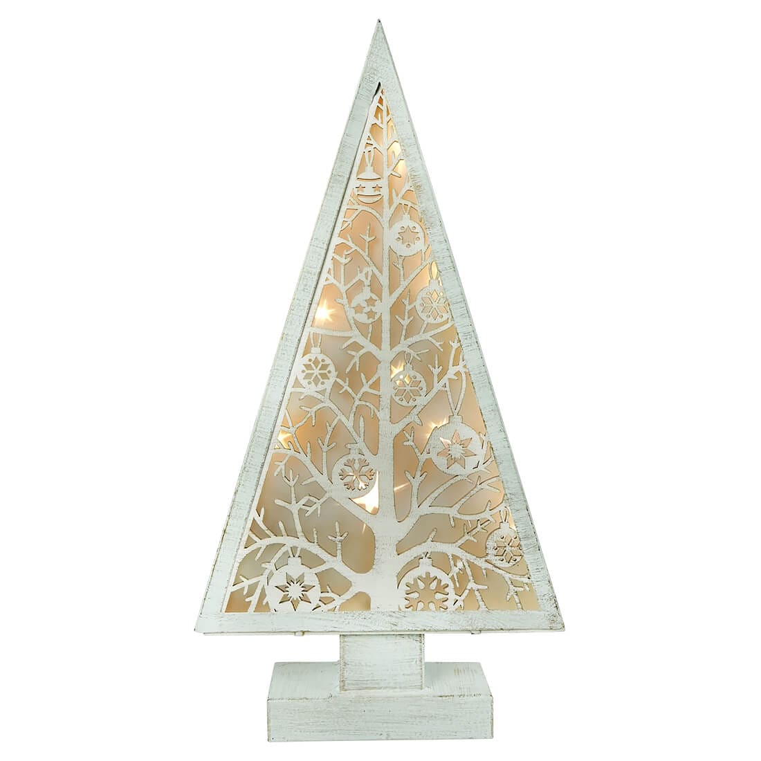 White Lighted Metal & Wood Tree