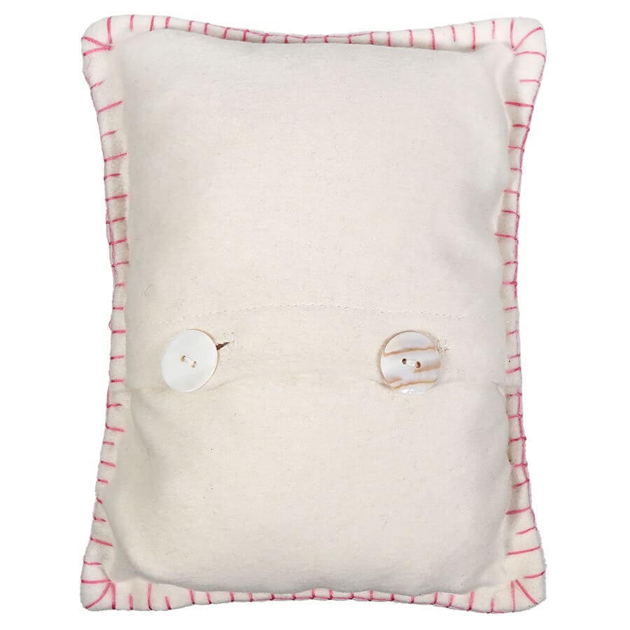 White "Love" Pillow With Red Hearts