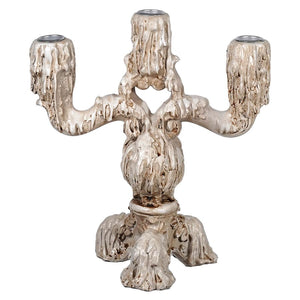 White Melted Skull Candleabra - Halloween