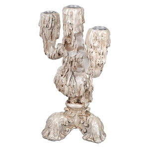 White Melted Skull Candleabra - Halloween