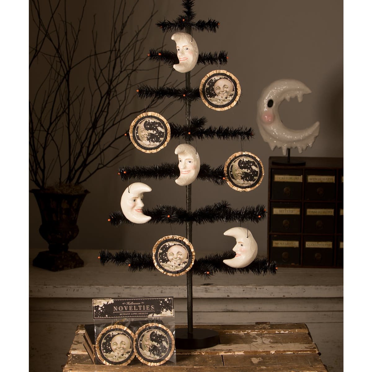 White Moon Bucket Ornament