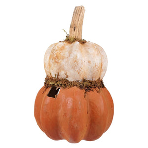 White & Orange Two Layered Carved Pumpkin - Halloween