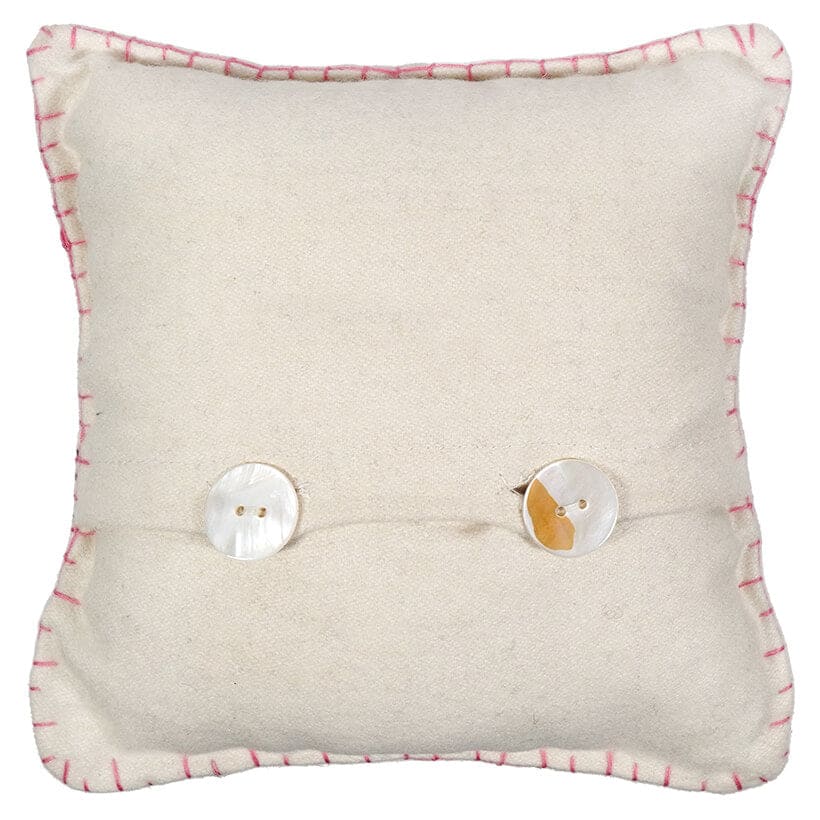 White Pillow With Brown Rabbit Holding Egg