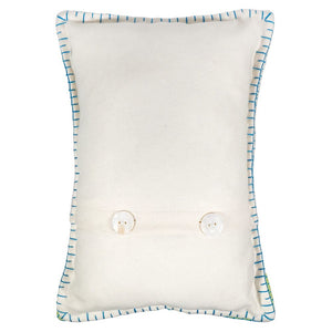 White Pillow With Rabbits Holding Happy Easter Balloon