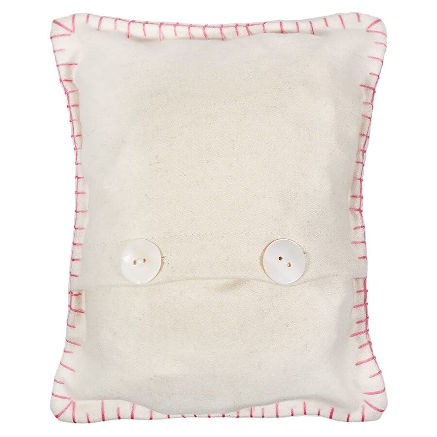 White Pillow With Red Heart & Cupid