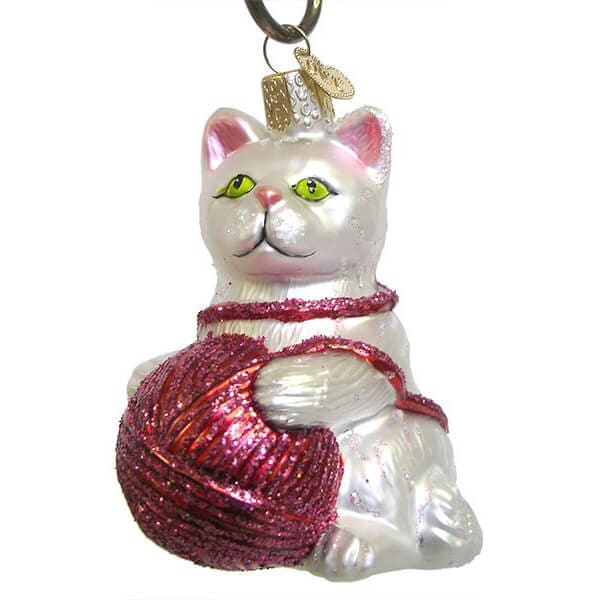 White Playful Kitten Ornament