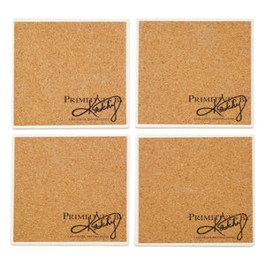 White Pumpkin & Fall Foliage Coasters Set/4 - Thanksgiving