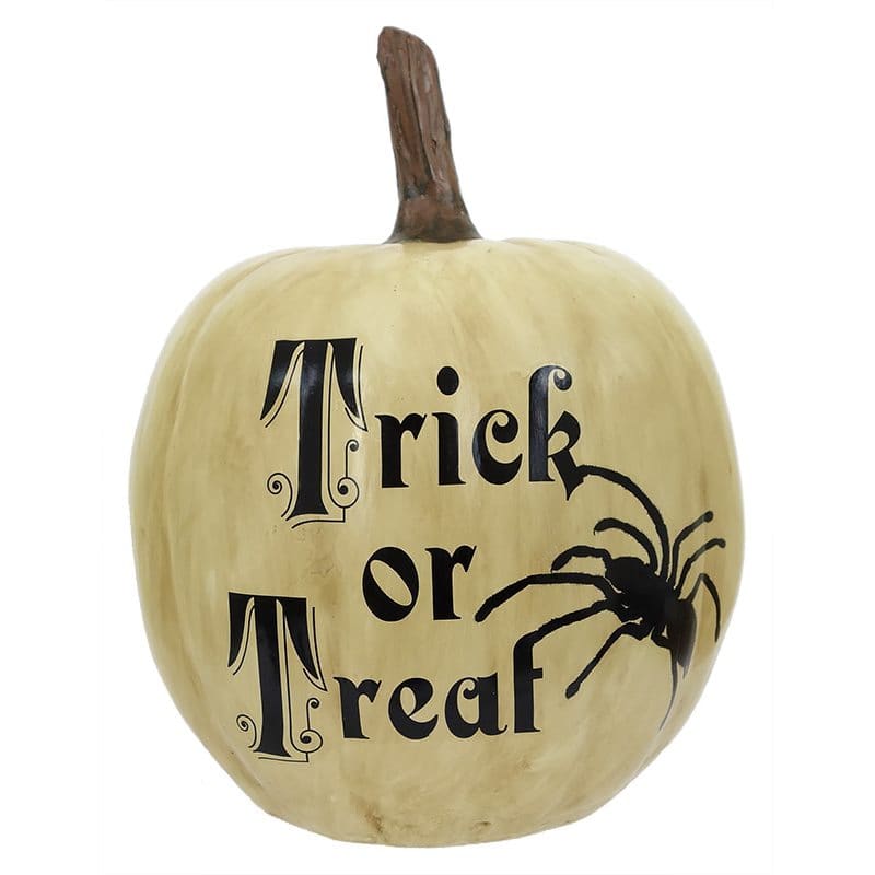 White Pumpkin with Trick or Treat and Spider