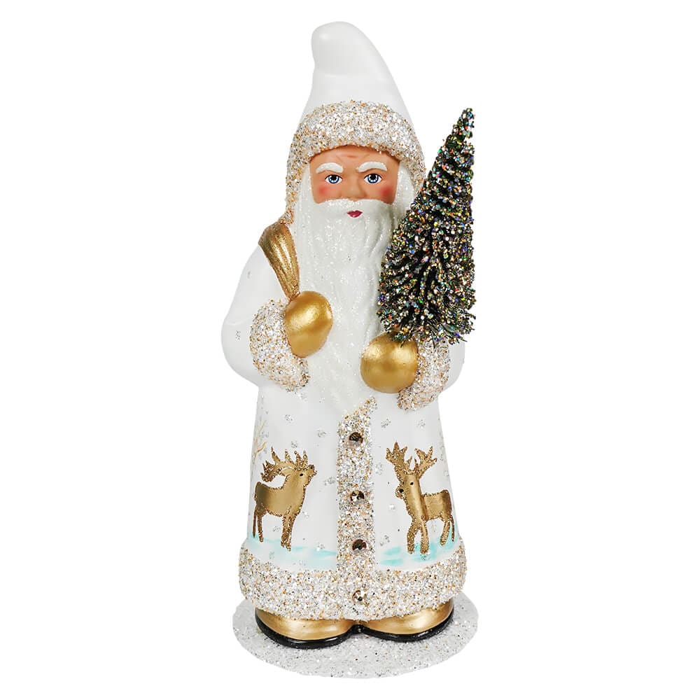 White Santa w/ Gold Reindeer Robe