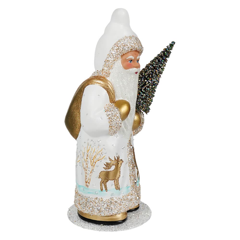 White Santa w/ Gold Reindeer Robe