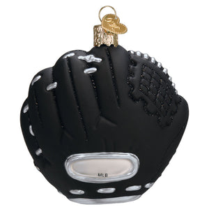 Black white sox baseball mitt ornament with silver stitching and gold loop perfect baseball mitt ornament or christmas glass ornament