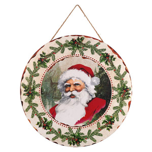 White Vintage Santa With Hollies Sign