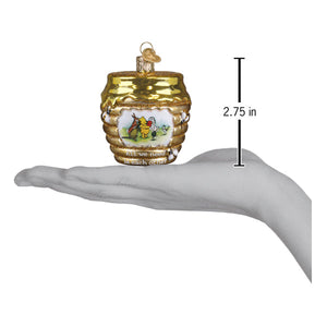 Winnie and friends honey pot ornament glass christmas glass ornament with golden honey jar and painted characters