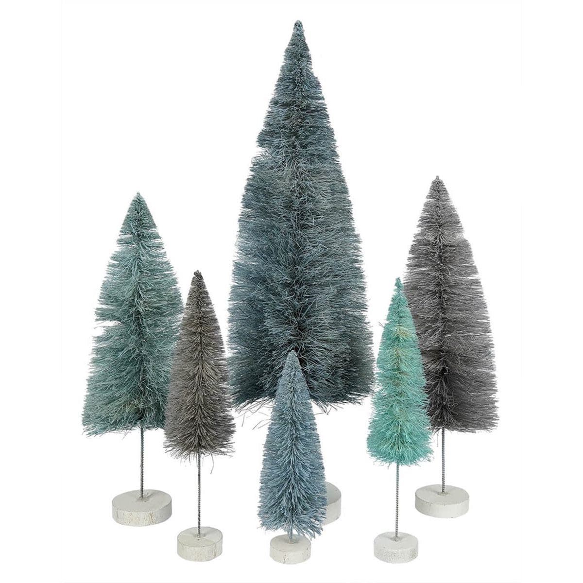 Winter Blue Spectrum Rainbow Trees Set/6