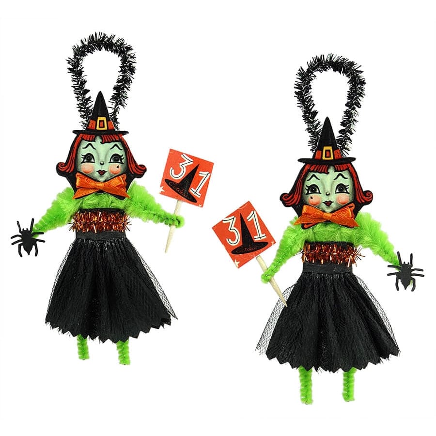 Witch Chenille Ornaments Set/2