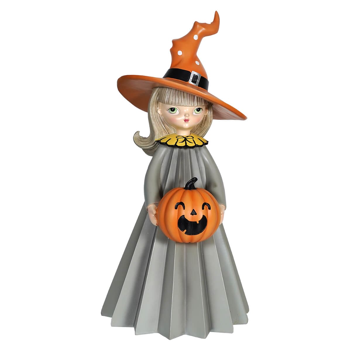 Witch Girl Holding Pumpkin - Halloween