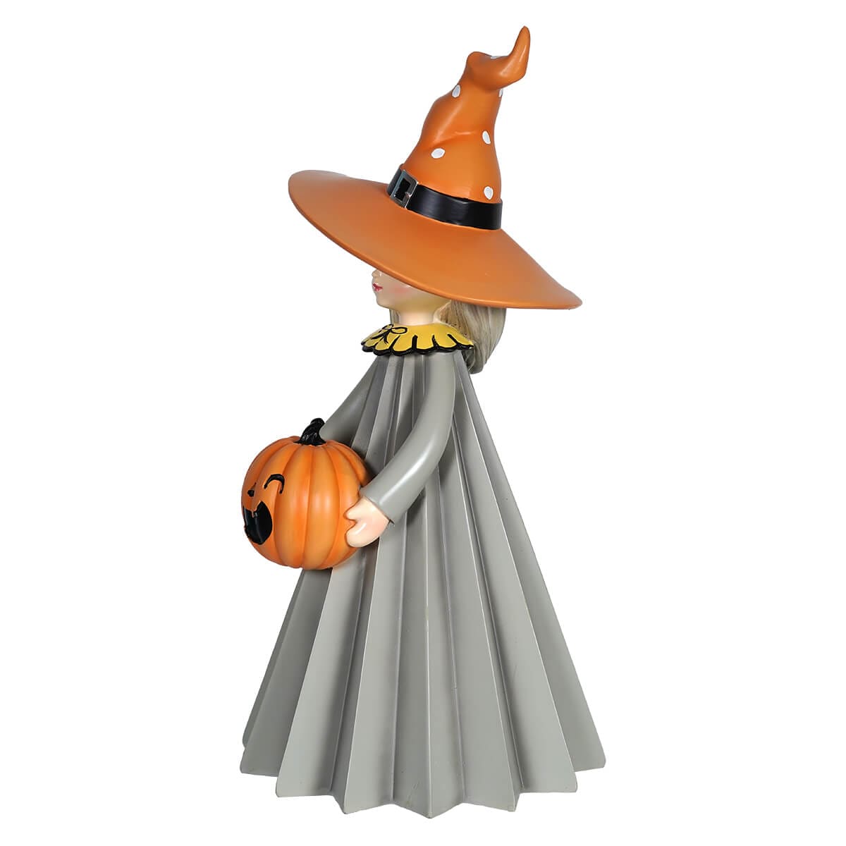 Witch Girl Holding Pumpkin - Halloween