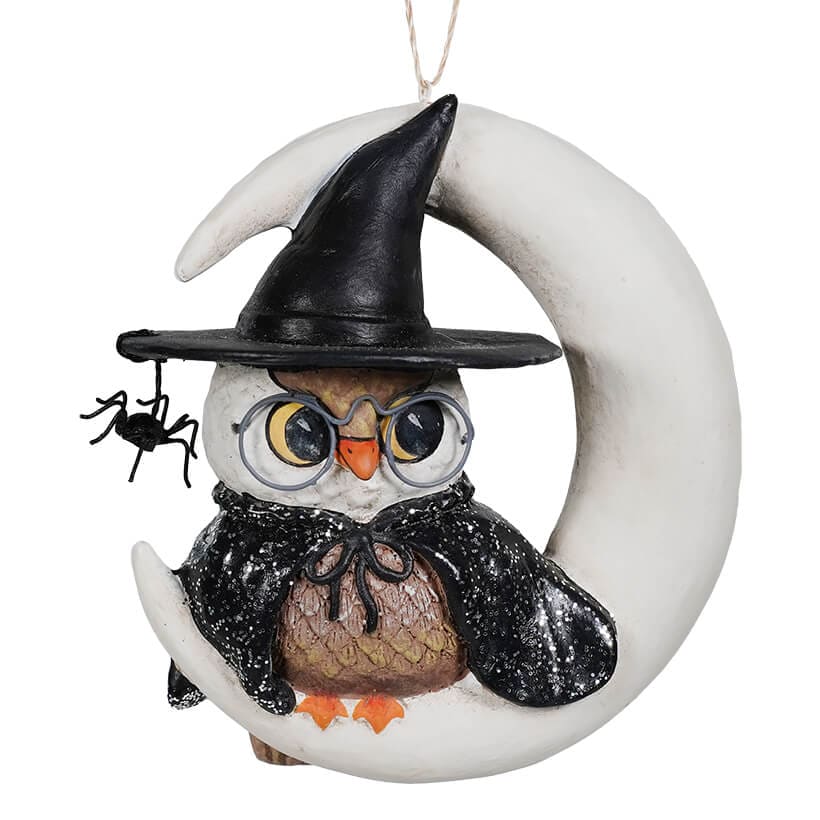 Witch Owl On Moon Ornament - Ornaments