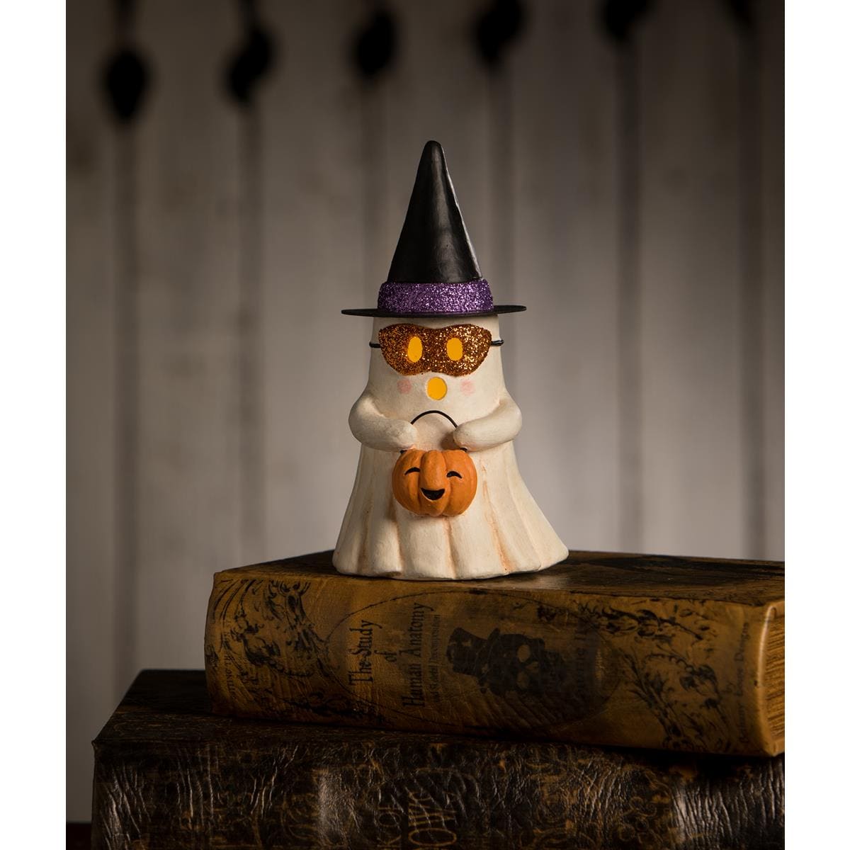 Witchy Ghost with Pumpkin Bucket - Halloween