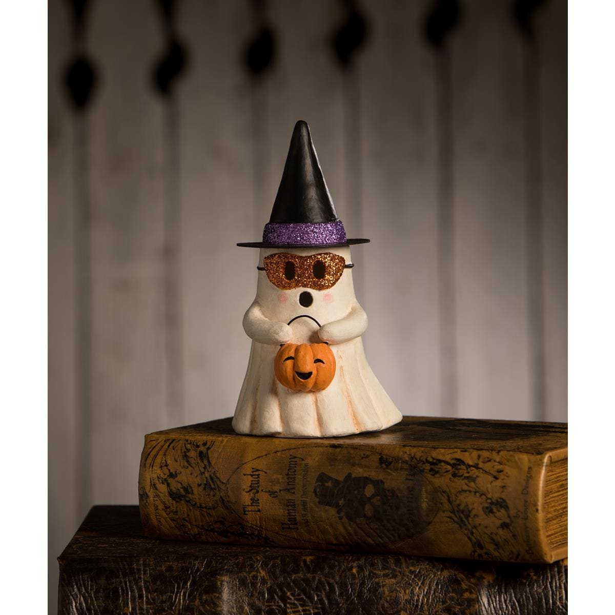 Witchy Ghost with Pumpkin Bucket - Halloween