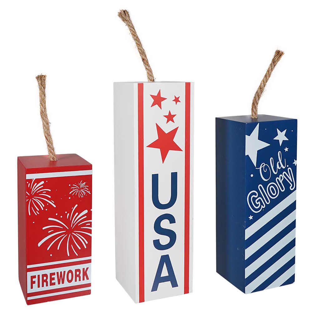 Wood Americana Firework Blocks Set/3