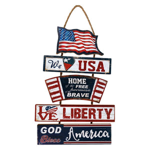 Wood Americana Flag Wall Hanging Sign