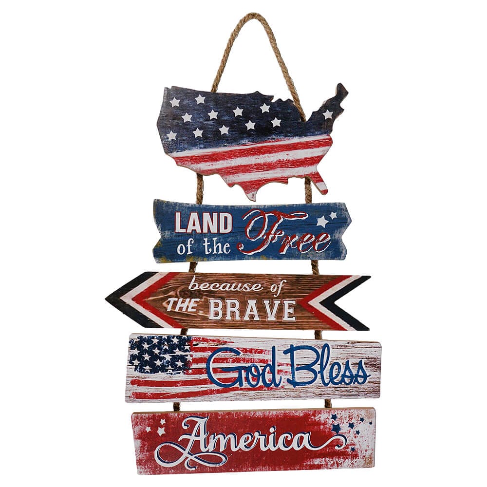 Wood Americana U.S.A Wall Hanging Sign