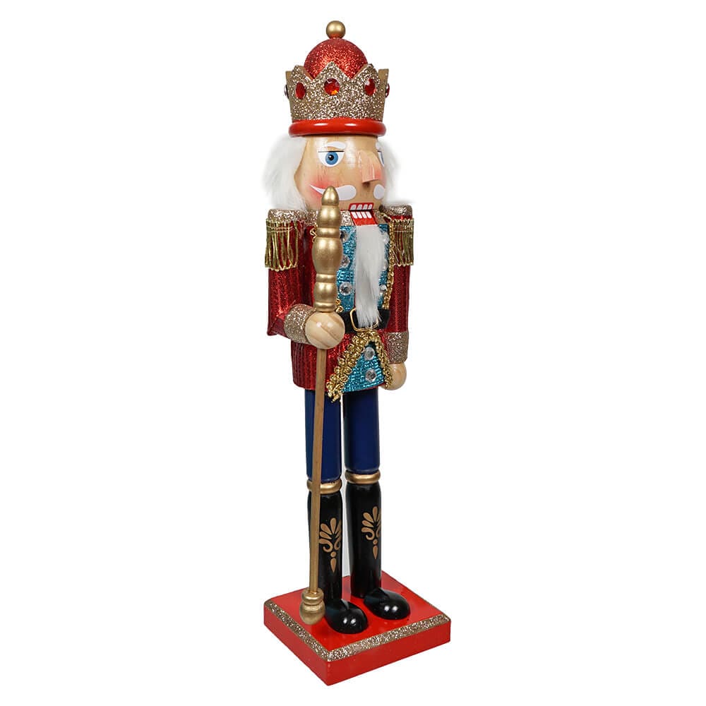 Wood Glitz & Glam King Nutcracker Holding Scepter