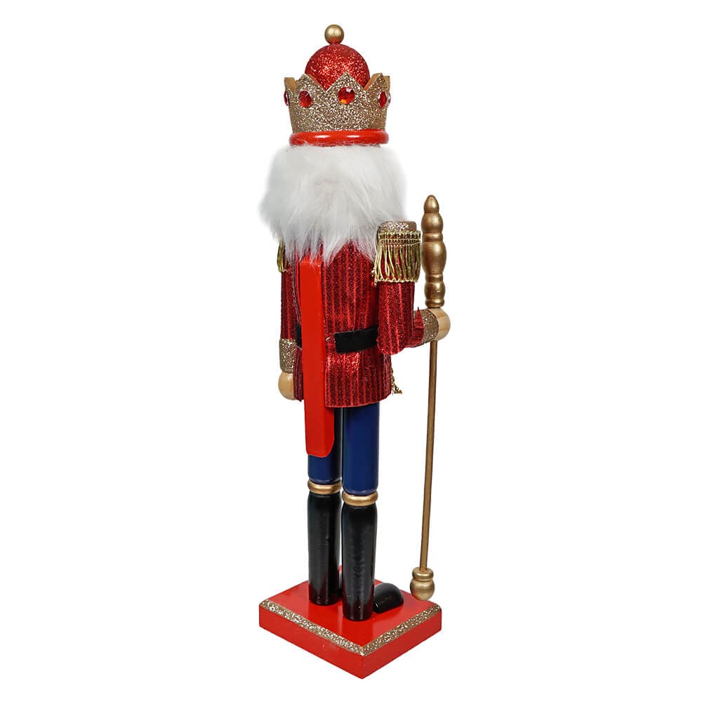 Wood Glitz & Glam King Nutcracker Holding Scepter