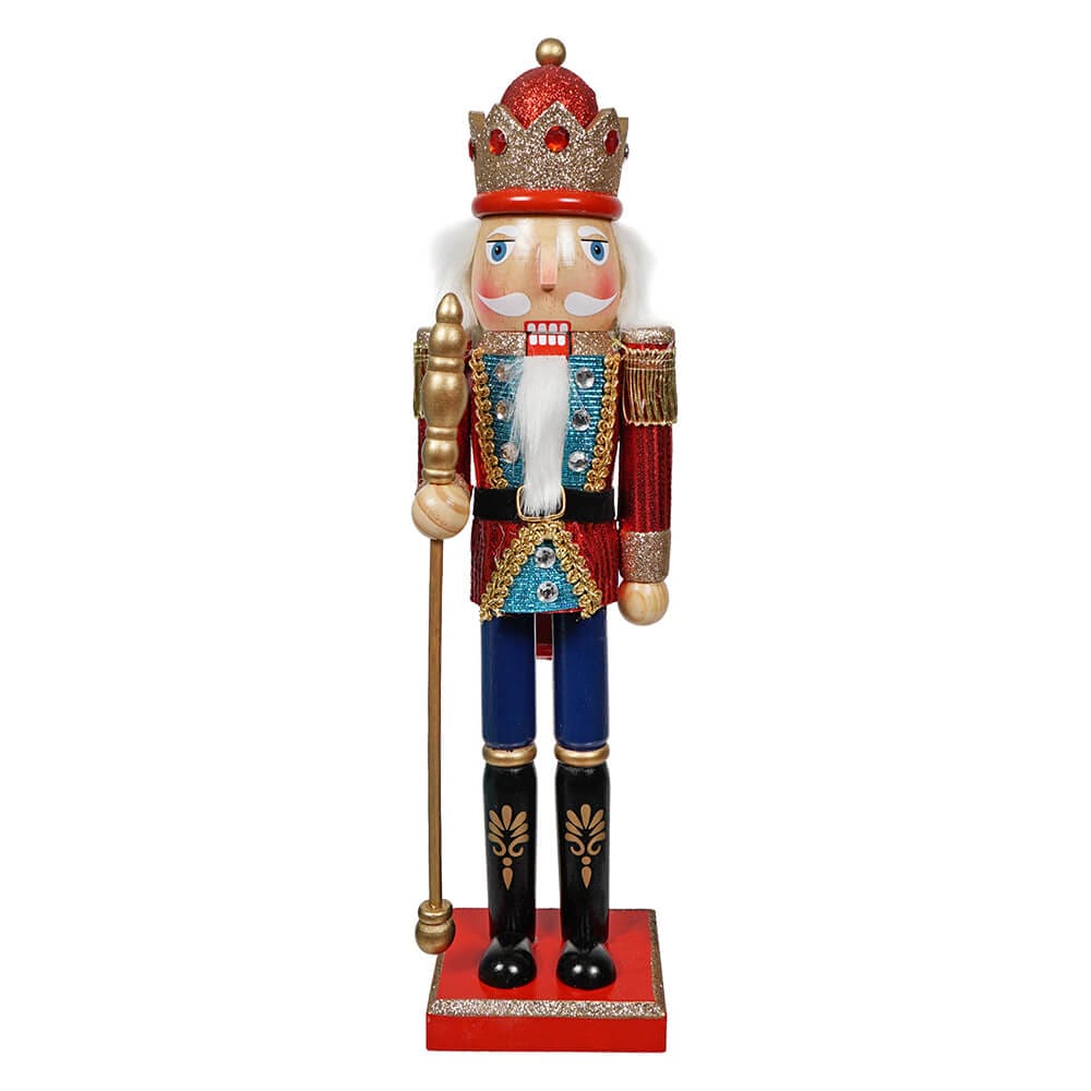 Wood Glitz & Glam King Nutcracker Holding Scepter