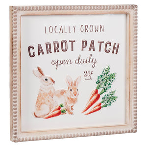 Wood & Metal Embossed Carrot Patch Easter Bunnies Wall Decor